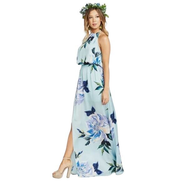 NWT Show Me Your Mumu Maxi Dress Women's Medium Heather Halter Mint To Be Floral - Picture 1 of 7
